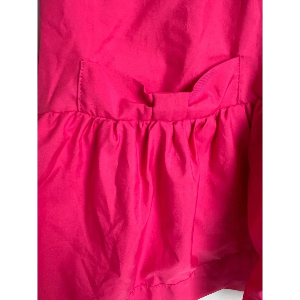 Kate Spade Girls Hot Pink Peplum Jacket Bow Rain Hooded Girls 10 Preppy Chic lux